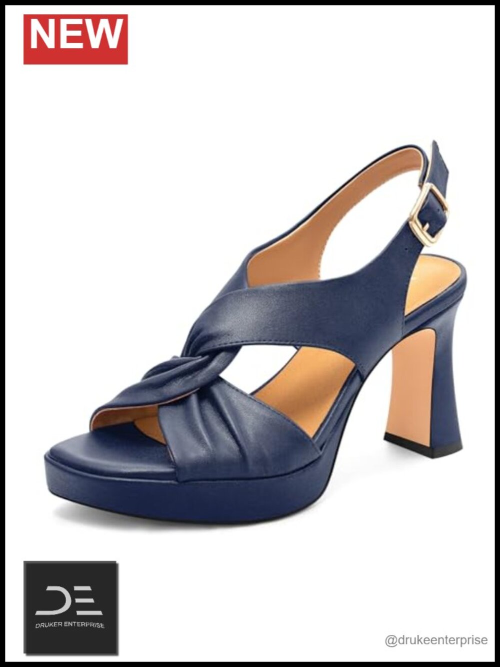 Chunky Platform Heels Block Heeled Sandals Open Square Toe Slingback High Heels